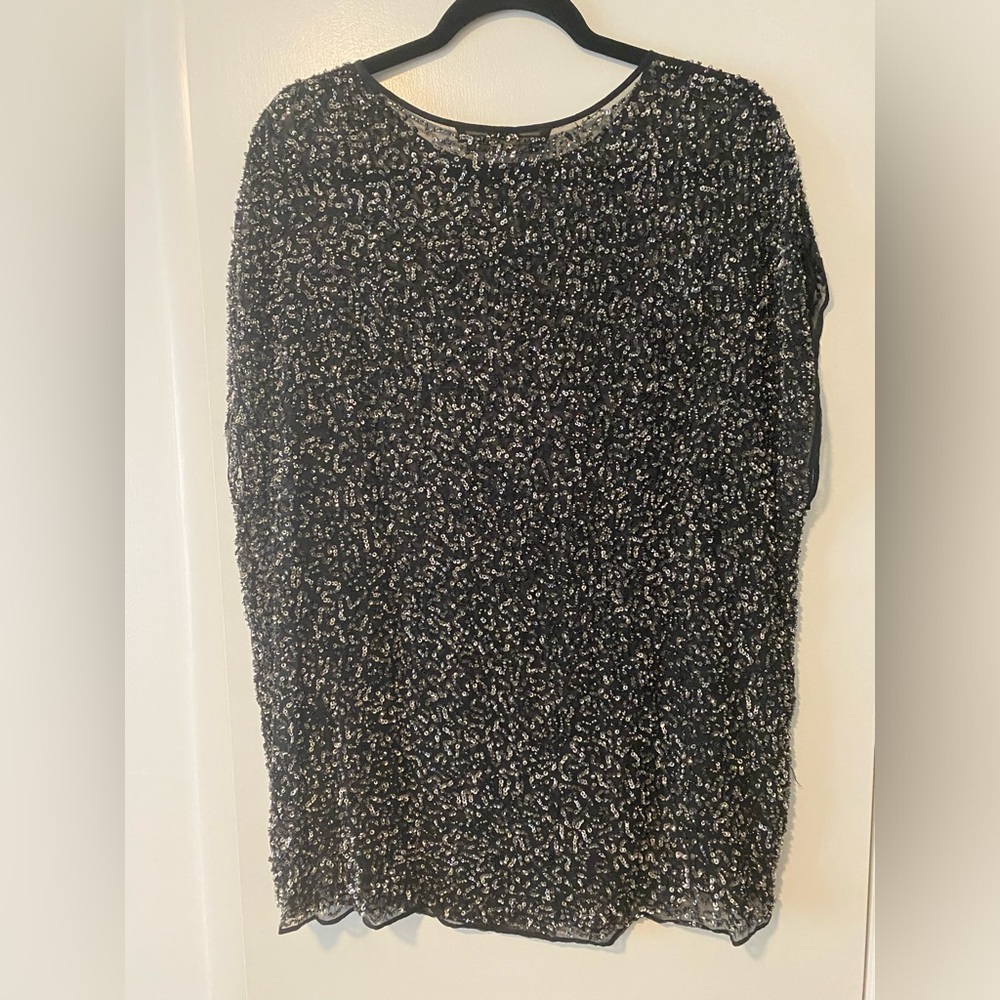 All saints sequin hand embellished long tunic - black size 4 fits like a 12